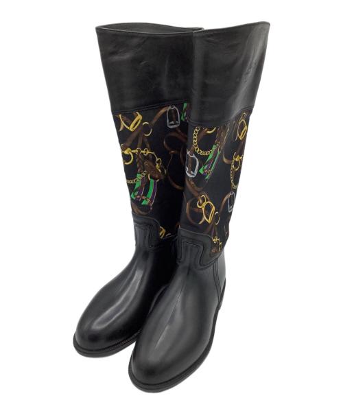 RALPH LAUREN（ラルフローレン）RALPH LAUREN (ラルフローレン) ラバー&レザーロングブーツ ブラック サイズ:6の古着・服飾アイテム