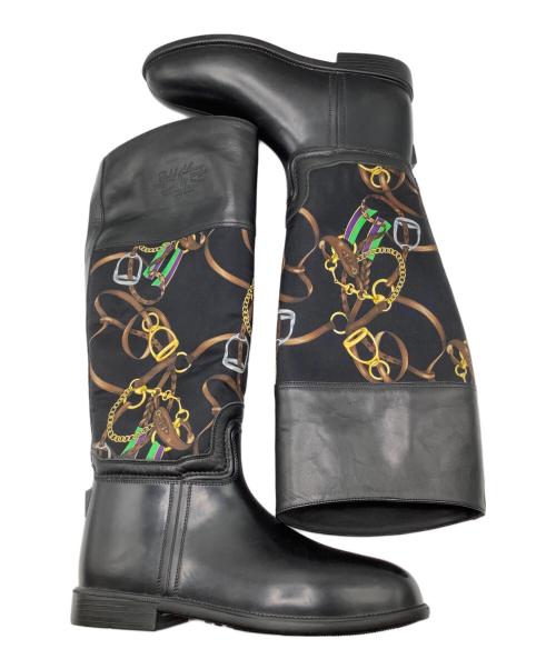 RALPH LAUREN（ラルフローレン）RALPH LAUREN (ラルフローレン) ラバー&レザーロングブーツ ブラック サイズ:6の古着・服飾アイテム