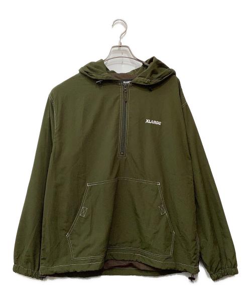 X-LARGE（エクストララージ）X-LARGE (エクストララージ) CONTRAST STITCHED NYLON HOODED JACKET カーキ サイズ:Lの古着・服飾アイテム