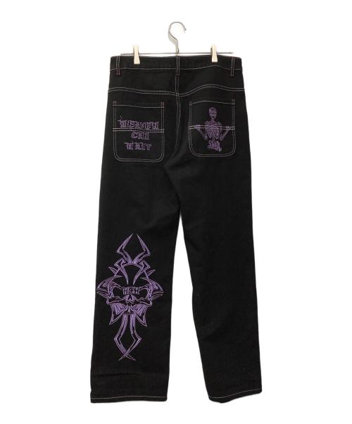 HEAVEN CAN WAIT（ヘブンキャンウェイト）HEAVEN CAN WAIT (ヘブンキャンウェイト) ワークパンツ ブラック×パープル サイズ:Mの古着・服飾アイテム