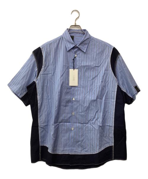 N.HOOLYWOOD（エヌ ハリウッド）N.HOOLYWOOD (エヌ ハリウッド) HALF SLEEVE SHIRT - Blue Stripe ブルー×ネイビー サイズ:38の古着・服飾アイテム