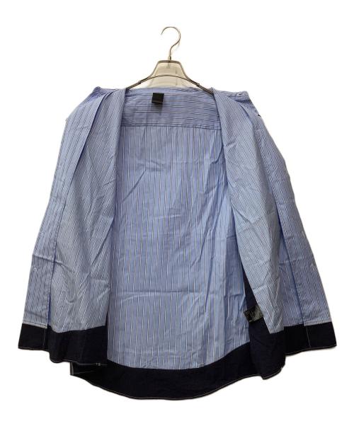 N.HOOLYWOOD（エヌ ハリウッド）N.HOOLYWOOD (エヌ ハリウッド) HALF SLEEVE SHIRT - Blue Stripe ブルー×ネイビー サイズ:38の古着・服飾アイテム