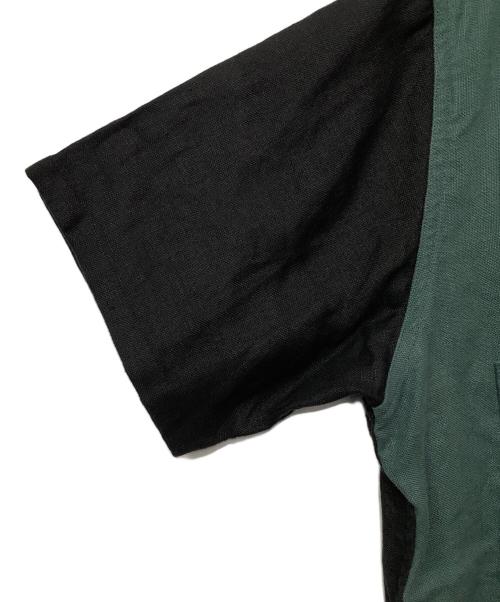 RUDE GALLERY BLACK REBEL（ルードギャラリー ブラックレーベル）RUDE GALLERY BLACK REBEL (ルードギャラリー ブラックレーベル) リネンシャツ グリーン×ブラック サイズ:MEDIUMの古着・服飾アイテム