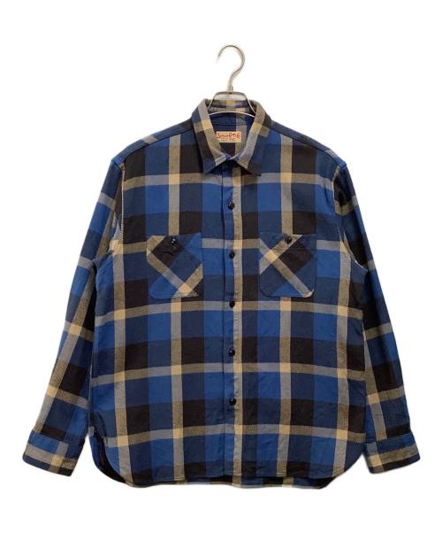 SUGAR CANE（シュガーケーン）SUGAR CANE (シュガーケーン) TWILL CHECK WORK SHIRT ブルー×ベージュ サイズ:Lの古着・服飾アイテム