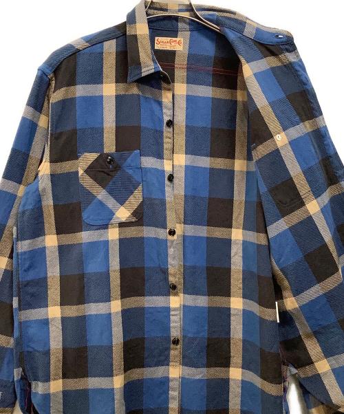 SUGAR CANE（シュガーケーン）SUGAR CANE (シュガーケーン) TWILL CHECK WORK SHIRT ブルー×ベージュ サイズ:Lの古着・服飾アイテム
