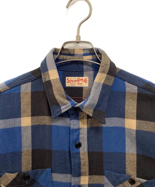 SUGAR CANE（シュガーケーン）SUGAR CANE (シュガーケーン) TWILL CHECK WORK SHIRT ブルー×ベージュ サイズ:Lの古着・服飾アイテム