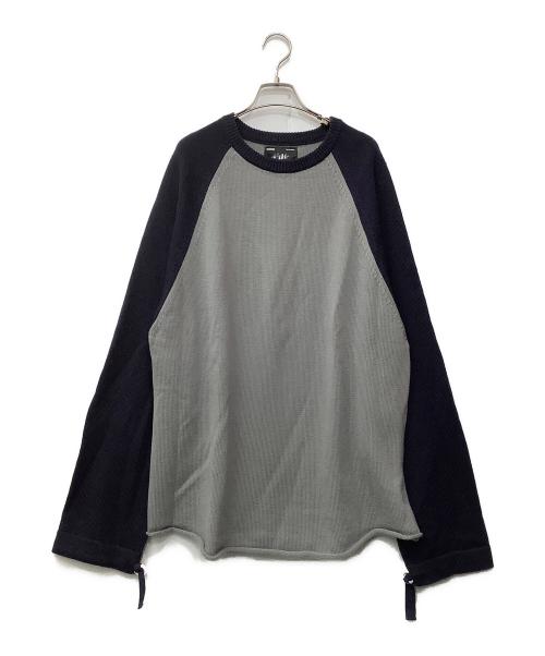 WHIMSY（ウィムジー）WHIMSY (ウィムジー) ラグランニット ネイビー×グレー サイズ:XLの古着・服飾アイテム