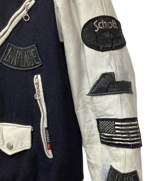 Schott（ショット）Schott (ショット) スタジャン ネイビー×グレー サイズ:Mの古着・服飾アイテム