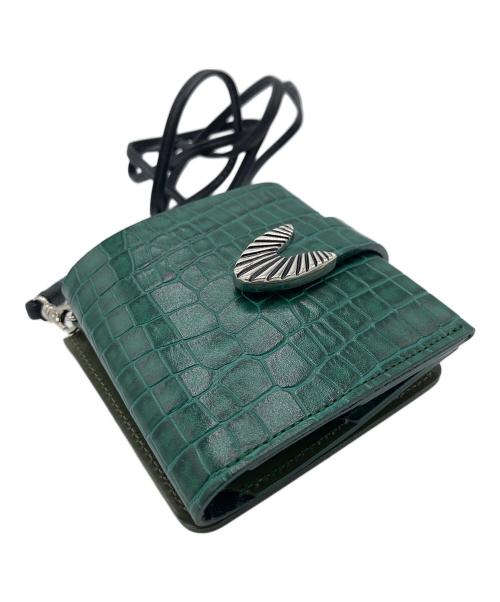 TOGA TOO（トーガ・トゥ）TOGA TOO (トーガ・トゥ) LEATHER SHOULDER WALLET ブラック×グリーンの古着・服飾アイテム