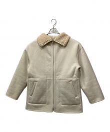 green label relaxing（グリーンレーベルリラクシング）の古着「2WAYボアフェイクムートンブルゾン」｜ホワイト×ベージュ