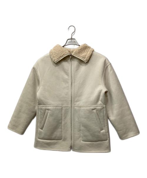 green label relaxing（グリーンレーベルリラクシング）green label relaxing (グリーンレーベルリラクシング) 2WAYボアフェイクムートンブルゾン ホワイト×ベージュ サイズ:不明の古着・服飾アイテム