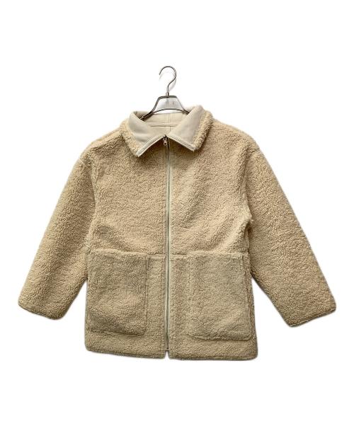 green label relaxing（グリーンレーベルリラクシング）green label relaxing (グリーンレーベルリラクシング) 2WAYボアフェイクムートンブルゾン ホワイト×ベージュ サイズ:不明の古着・服飾アイテム