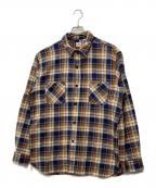 SUGAR CANEシュガーケーン）の古着「長袖シャツ」｜ネイビー×ベージュ