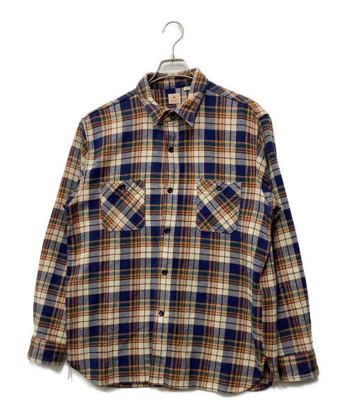 SUGAR CANE（シュガーケーン）SUGAR CANE (シュガーケーン) 長袖シャツ ネイビー×ベージュ サイズ:XLの古着・服飾アイテム