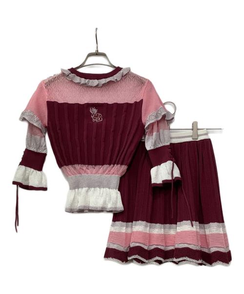 rurumu（ルルムウ）rurumu (ルルムウ) セットアップ レッド×ピンク サイズ:FREEの古着・服飾アイテム
