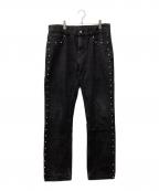 PLEASURESプレジャーズ）の古着「デニムパンツ」｜ブラック