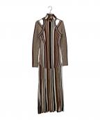 Mame Kurogouchiマメクロゴウチ）の古着「長袖ワンピース」｜ブラウン×ホワイト