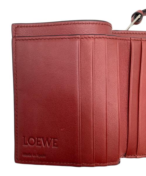 LOEWE（ロエベ）LOEWE (ロエベ) Compact Zip Wallet ブラウン×レッドの古着・服飾アイテム