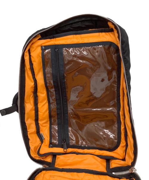 PORTER（ポーター）PORTER (ポーター) タンカー　DOCUMENT BAG W zip　ブリーフケース ブラック×オレンジの古着・服飾アイテム