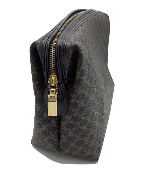 CELINE（セリーヌ）CELINE (セリーヌ) マカダム　バニティポーチ ブラック×ブラウンの古着・服飾アイテム