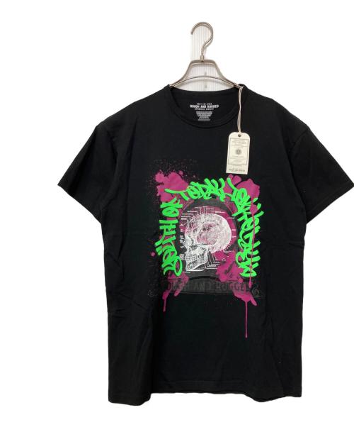 ROUGH AND RUGGED（ラフアンドラゲッド）ROUGH AND RUGGED (ラフアンドラゲッド) プリントTシャツ ブラック サイズ:Lの古着・服飾アイテム