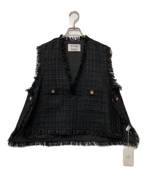 CYAN TOKYO（シアン トーキョー）CYAN TOKYO (シアン トーキョー) バックオーバーツイードベスト ブラック サイズ:FREEの古着・服飾アイテム