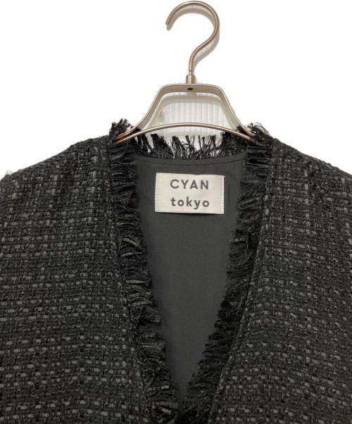 CYAN TOKYO（シアン トーキョー）CYAN TOKYO (シアン トーキョー) バックオーバーツイードベスト ブラック サイズ:FREEの古着・服飾アイテム