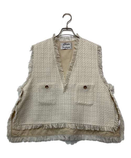 CYAN TOKYO（シアン トーキョー）CYAN TOKYO (シアン トーキョー) バックオーバーツイードベスト ホワイト サイズ:FREEの古着・服飾アイテム