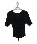 Snidelスナイデル）の古着「バックオープンリボンニットTOPS」｜ブラック