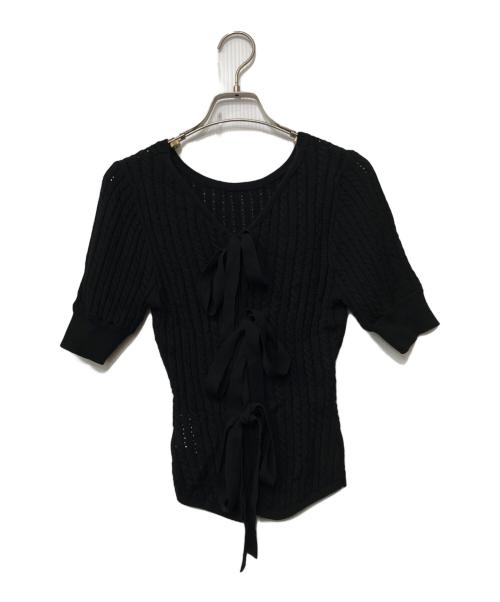 Snidel（スナイデル）Snidel (スナイデル) バックオープンリボンニットTOPS ブラック サイズ:FREEの古着・服飾アイテム