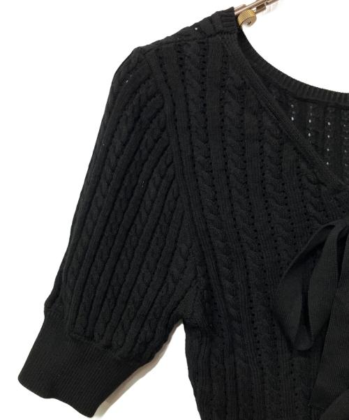 Snidel（スナイデル）Snidel (スナイデル) バックオープンリボンニットTOPS ブラック サイズ:FREEの古着・服飾アイテム