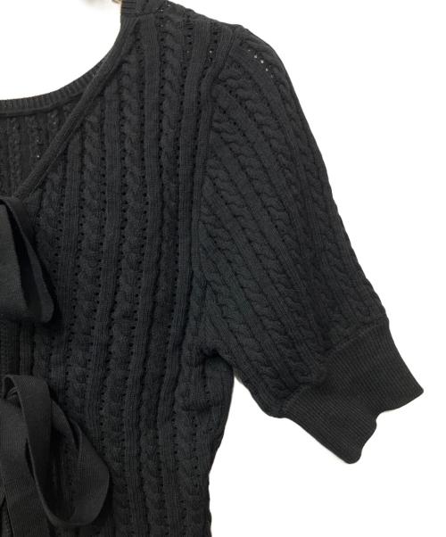 Snidel（スナイデル）Snidel (スナイデル) バックオープンリボンニットTOPS ブラック サイズ:FREEの古着・服飾アイテム