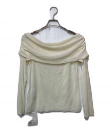 La boutique BonBon（ラブティックボンボン）の古着「フロッキーチュールオフショルカットソー」｜ホワイト