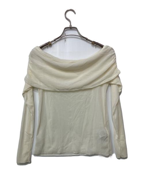 La boutique BonBon（ラブティックボンボン）La boutique BonBon (ラブティックボンボン) フロッキーチュールオフショルカットソー ホワイト サイズ:FREEの古着・服飾アイテム