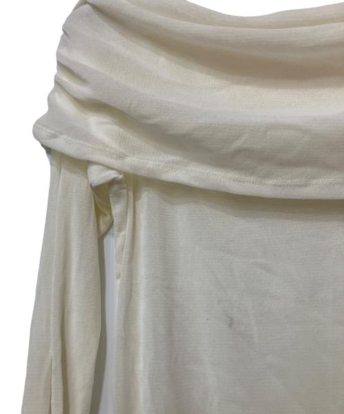 La boutique BonBon（ラブティックボンボン）La boutique BonBon (ラブティックボンボン) フロッキーチュールオフショルカットソー ホワイト サイズ:FREEの古着・服飾アイテム