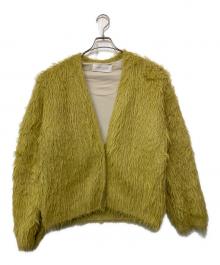 Audrey and John Wad（オードリーアンドジョンワッド）の古着「フェザーヤーンクルーネックショートコート」｜イエロー