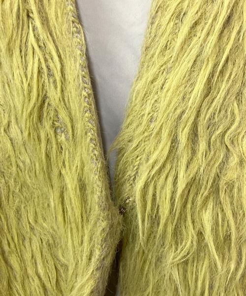 Audrey and John Wad（オードリーアンドジョンワッド）AUDREY AND JOHN WAD (オードリーアンドジョンワッド) フェザーヤーンクルーネックショートコート イエロー サイズ:FREEの古着・服飾アイテム