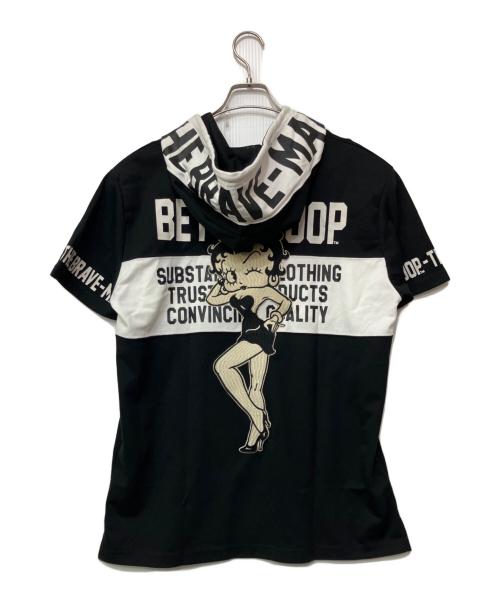 THE BRAVEMAN（ザ ブレイブマン）THE BRAVEMAN (ザ ブレイブマン) BETTY BOOP (ベティー・ブープ) プルオーバーパーカー ブラック×ホワイト サイズ:L 未使用品の古着・服飾アイテム