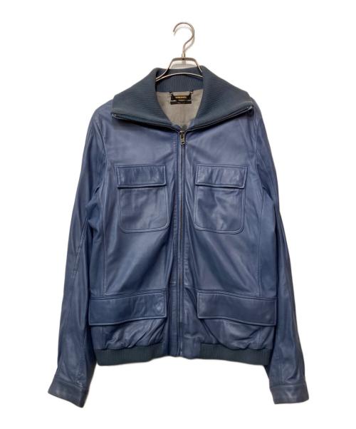 DIESEL（ディーゼル）DIESEL (ディーゼル) レザージャケット ブルー サイズ:Lの古着・服飾アイテム