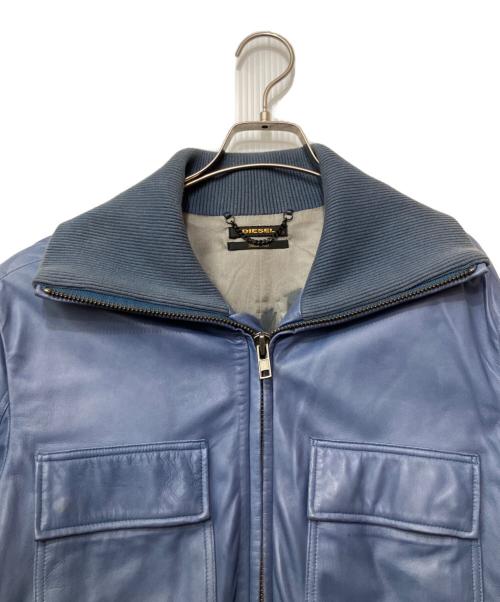 DIESEL（ディーゼル）DIESEL (ディーゼル) レザージャケット ブルー サイズ:Lの古着・服飾アイテム