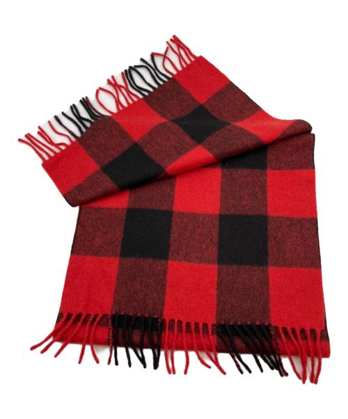 JOSHUA ELLIS（ジョシュア エリス）Joshua Ellis (ジョシュア エリス) カシミヤマフラー レッド×ブラックの古着・服飾アイテム