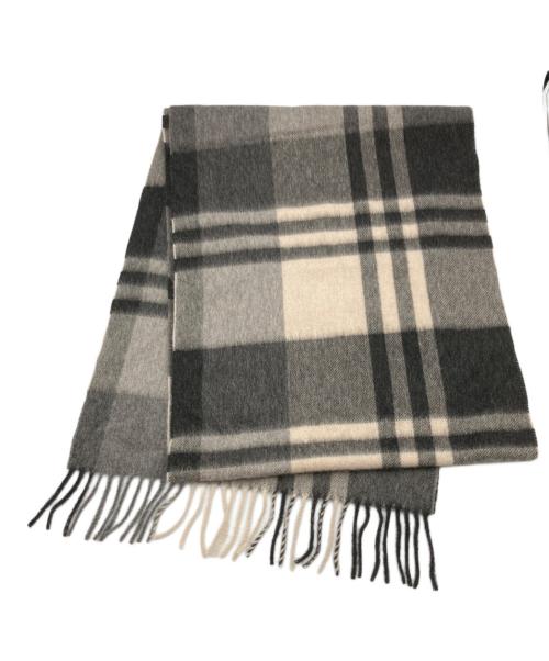 JOSHUA ELLIS（ジョシュア エリス）Joshua Ellis (ジョシュア エリス) カシミヤマフラー グレー×ブラックの古着・服飾アイテム