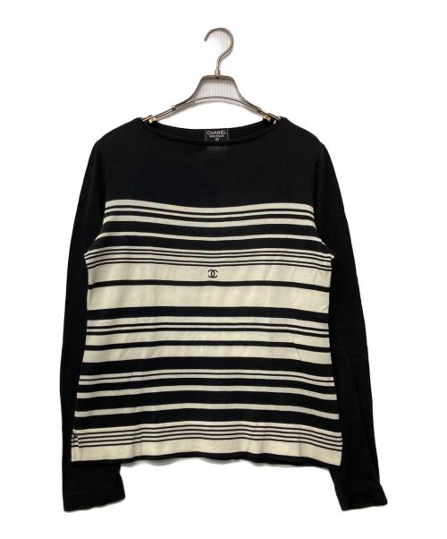 ◆CHANEL（シャネル）◆CHANEL (シャネル) ボーダーカットソー ブラック×ホワイト サイズ:42の古着・服飾アイテム