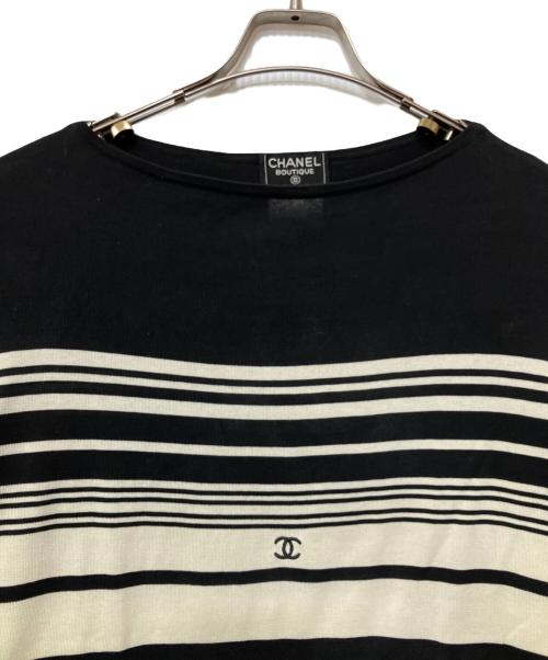 ◆CHANEL（シャネル）◆CHANEL (シャネル) ボーダーカットソー ブラック×ホワイト サイズ:42の古着・服飾アイテム