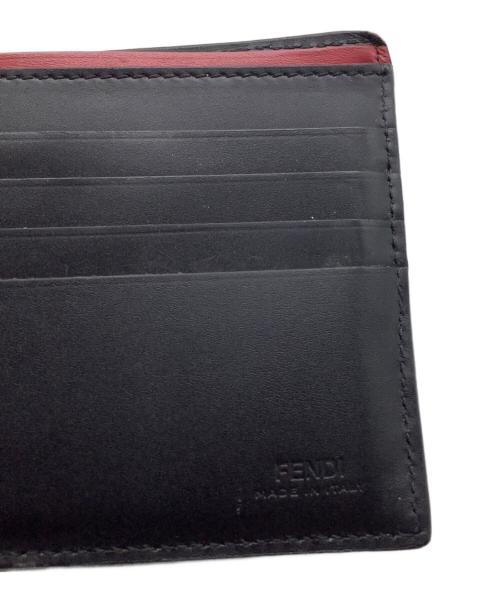 FENDI（フェンディ）FENDI (フェンディ) 2つ折り財布 ブラック×レッドの古着・服飾アイテム