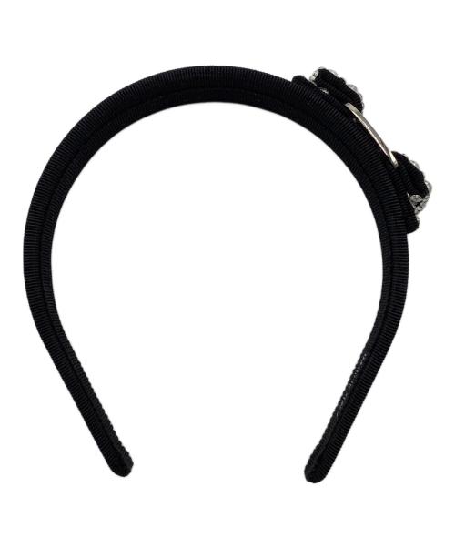 Salvatore Ferragamo（サルヴァトーレ フェラガモ）Salvatore Ferragamo (サルヴァトーレ フェラガモ) ビジューヴァラリボンカチューシャ ブラックの古着・服飾アイテム