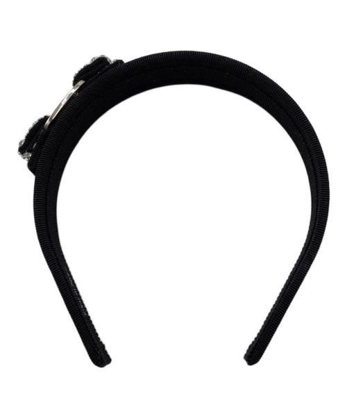 Salvatore Ferragamo（サルヴァトーレ フェラガモ）Salvatore Ferragamo (サルヴァトーレ フェラガモ) ビジューヴァラリボンカチューシャ ブラックの古着・服飾アイテム