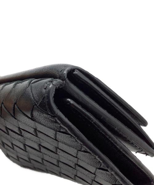 BOTTEGA VENETA（ボッテガベネタ）BOTTEGA VENETA (ボッテガベネタ) イントレチャート　3つ折り財布 ブラックの古着・服飾アイテム