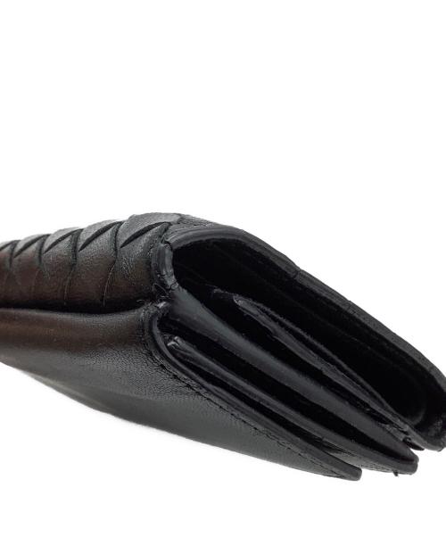 BOTTEGA VENETA（ボッテガベネタ）BOTTEGA VENETA (ボッテガベネタ) イントレチャート　3つ折り財布 ブラックの古着・服飾アイテム