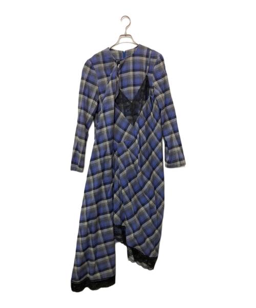 FACETASM（ファセッタズム）FACETASM (ファセッタズム) 長袖ワンピース パープル×グレー サイズ:2の古着・服飾アイテム
